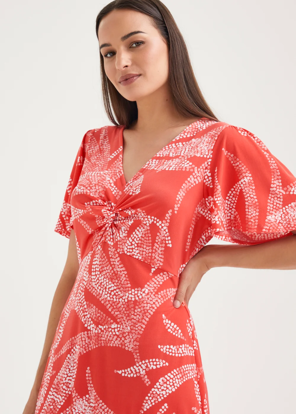Et Vous Coral Palm Print Dress - 8 Image 3
