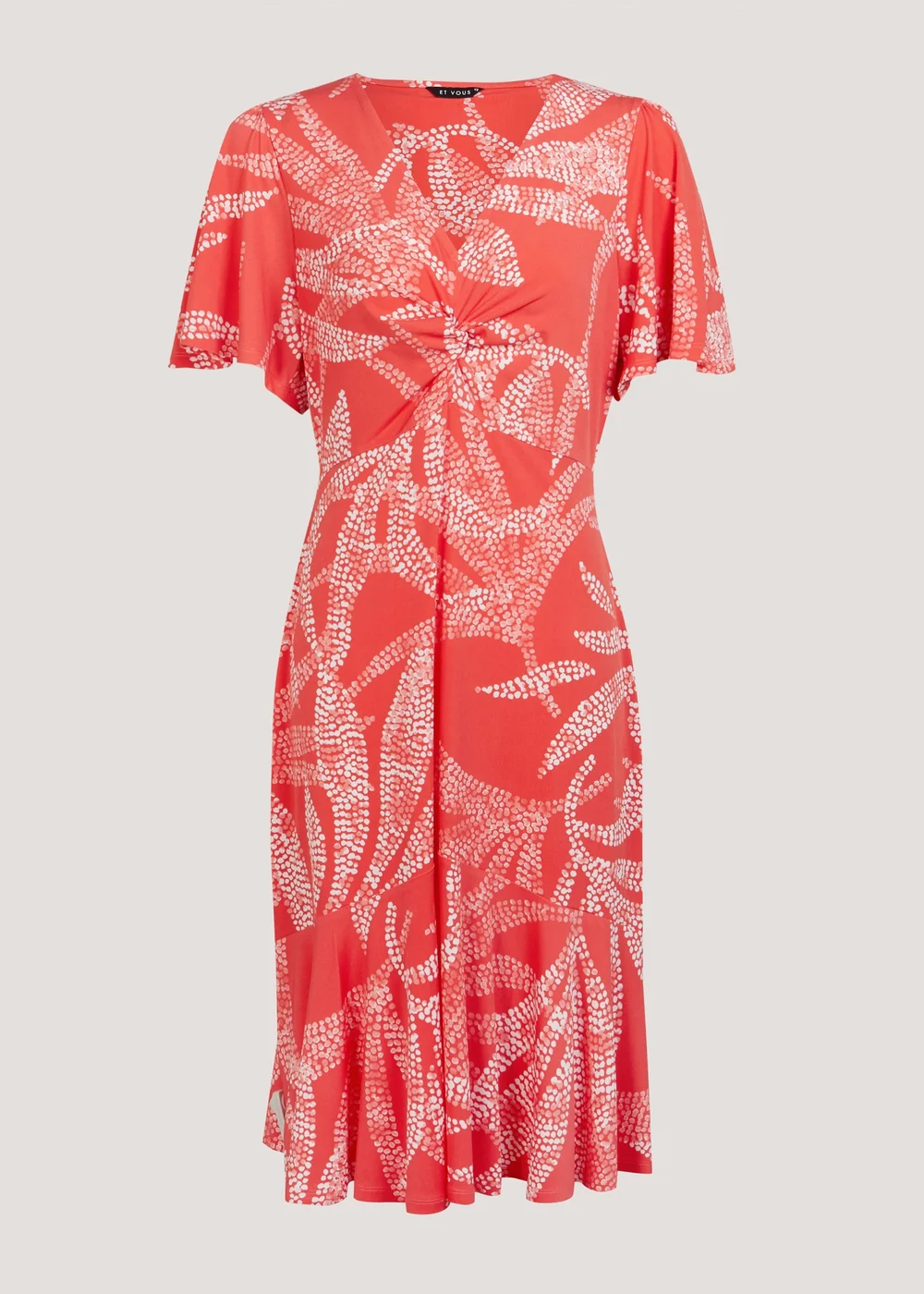 Et Vous Coral Palm Print Dress - 8 Image 5