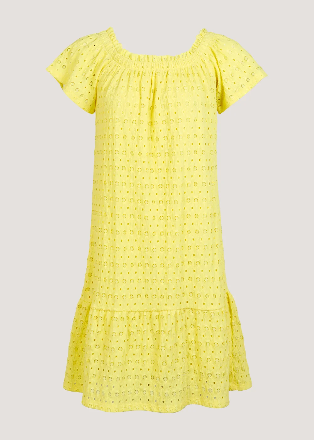 Yellow Textured Bardot Jersey Mini Dress - 8 Image 5