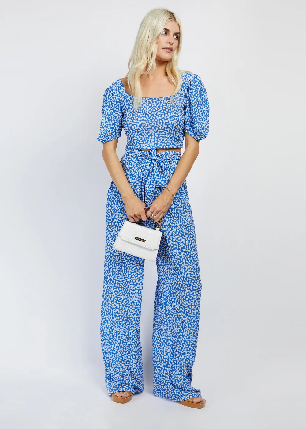 Girls on Film by Dani Dyer Blue Floral Wide Leg Co-Ord Trousers - Size 18 Image 1