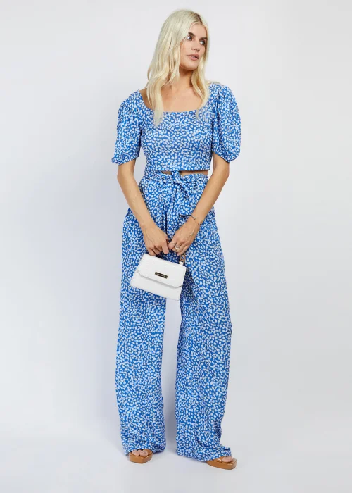 Girls on Film by Dani Dyer Blue Floral Wide Leg Co-Ord Trousers - Size 18 Image 1