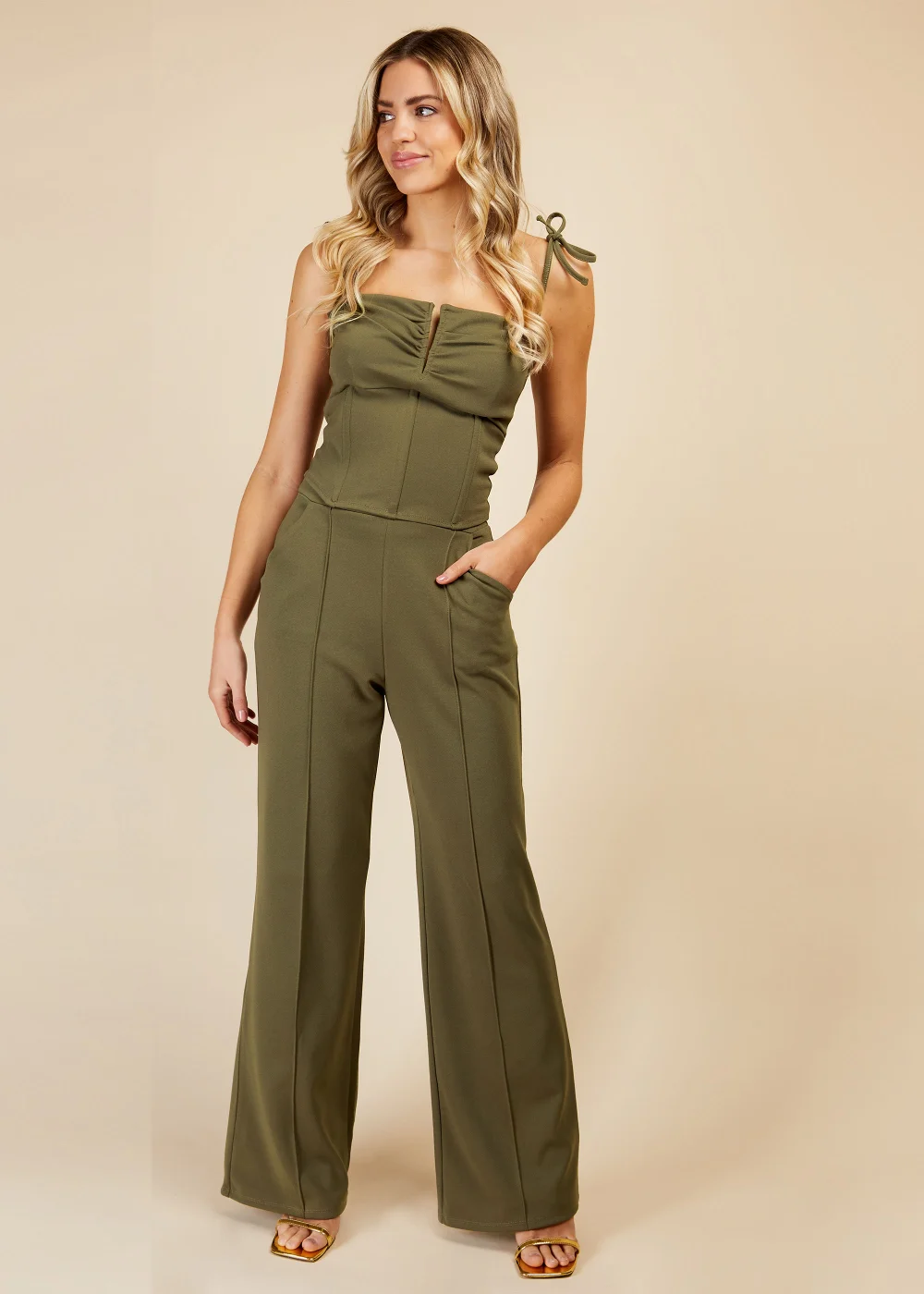 Girls on Film by Dani Dyer Khaki Wide Leg Co-Ord Trousers - Size 8 Image 1