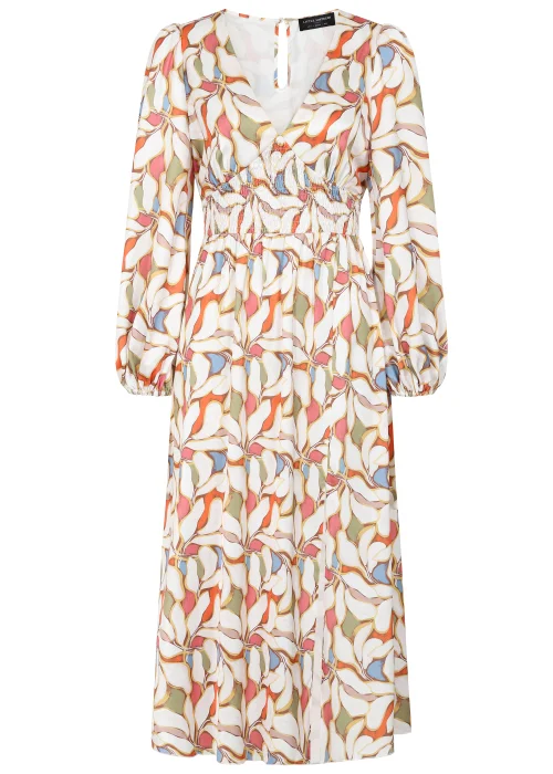 Little Mistress Leaf Print Blouson Sleeve Midi Dress - 8 Image 5