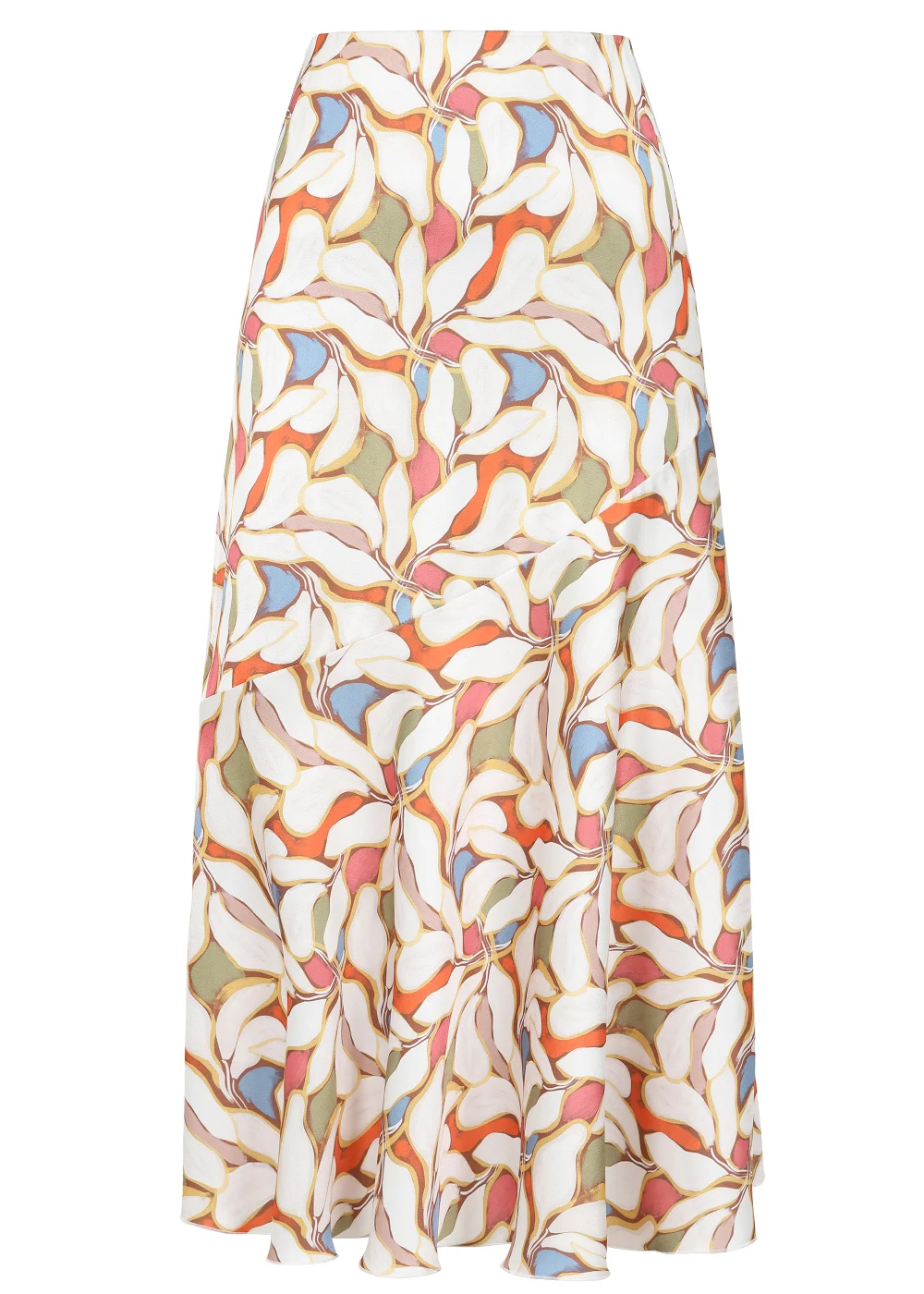 Little Mistress Leaf Print Diagonal Seam Midaxi Skirt - Size 8 Image 5