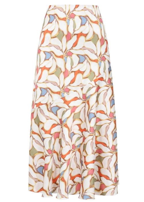 Little Mistress Leaf Print Diagonal Seam Midaxi Skirt - Size 8 Image 5