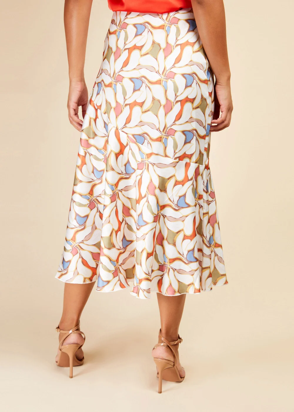 Little Mistress Leaf Print Diagonal Seam Midaxi Skirt - Size 8 Image 2