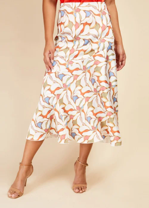 Little Mistress Leaf Print Diagonal Seam Midaxi Skirt - Size 8 Image 4
