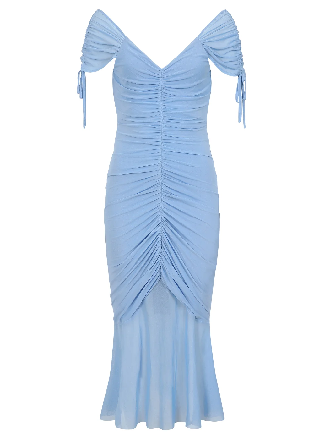 Little Mistress Blue Mesh Ruched Bodycon Midi Dress - 8 Image 5