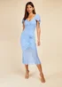 Little Mistress Blue Mesh Ruched Bodycon Midi Dress - 8 Image 1