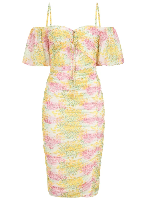 Little Mistress Blossom Ruched Bodycon Midi Dress - 8 Image 5