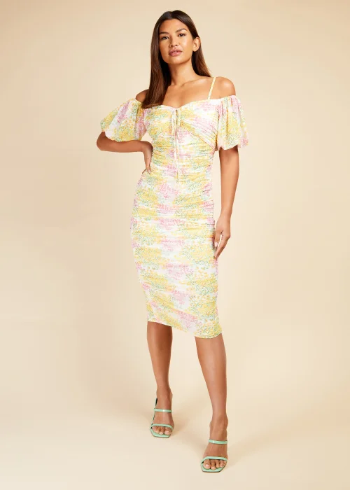 Little Mistress Blossom Ruched Bodycon Midi Dress - 8 Image 1