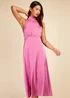 Little Mistress Pink Satin Halter Tie Midaxi Dress - Size 8 Image 4