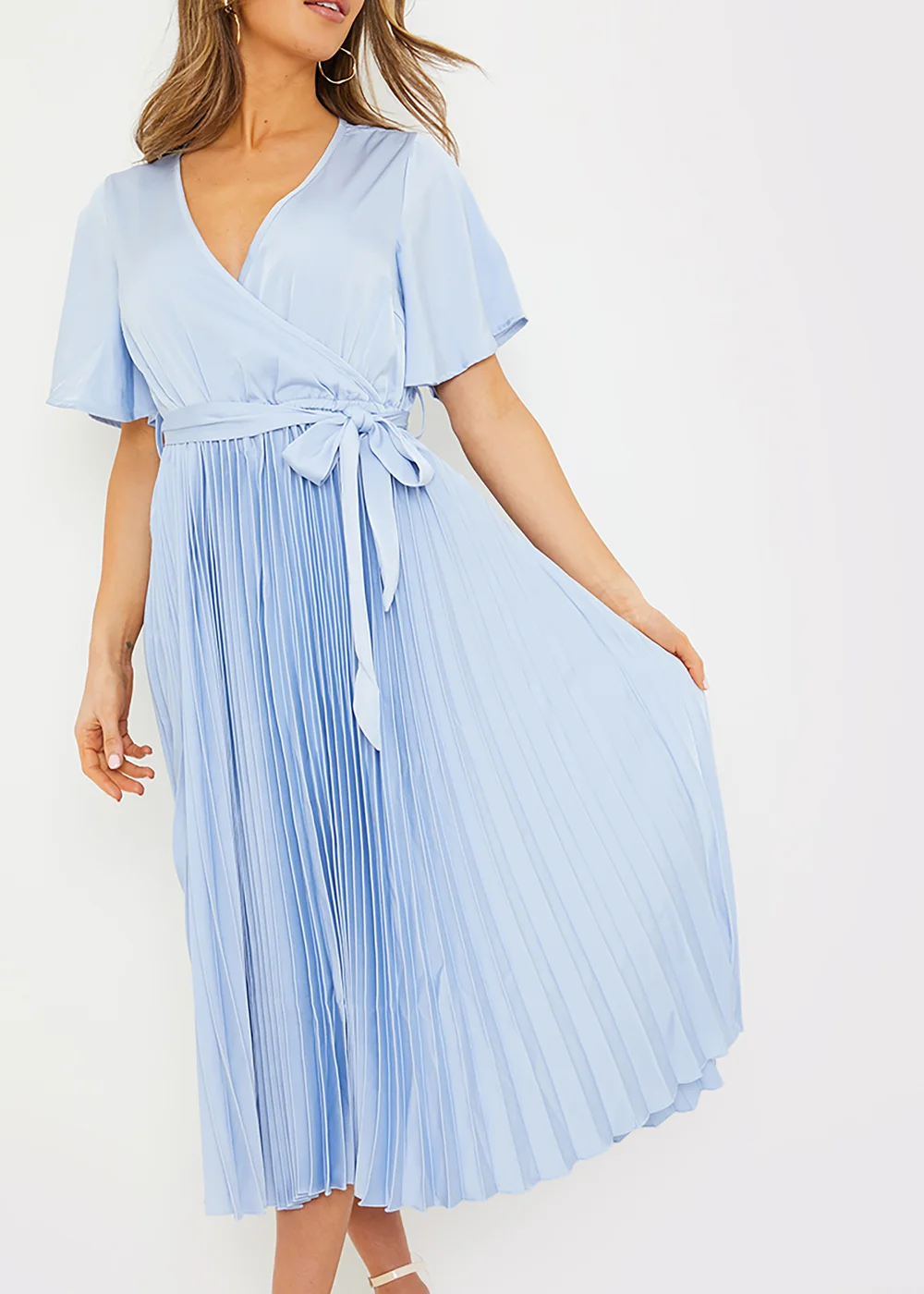 In the Style Jac Jossa Blue Pleated Wrap Midi Dress - 8 Image 4