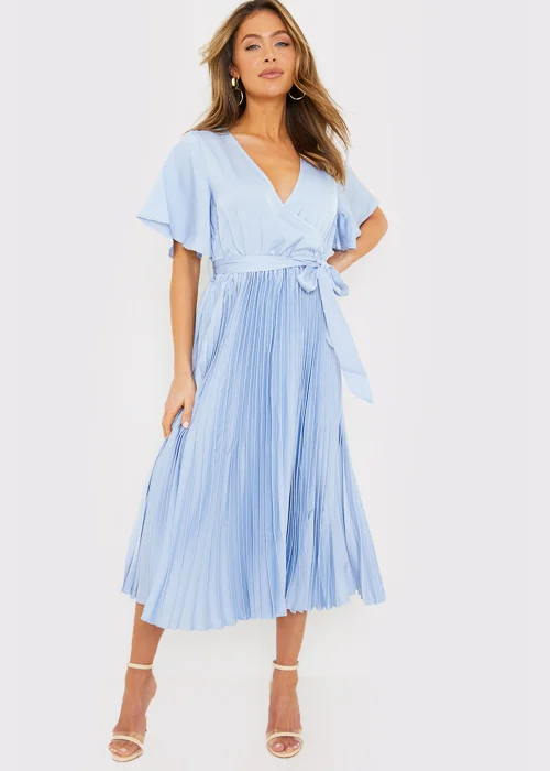 In the Style Jac Jossa Blue Pleated Wrap Midi Dress - 8 Image 3