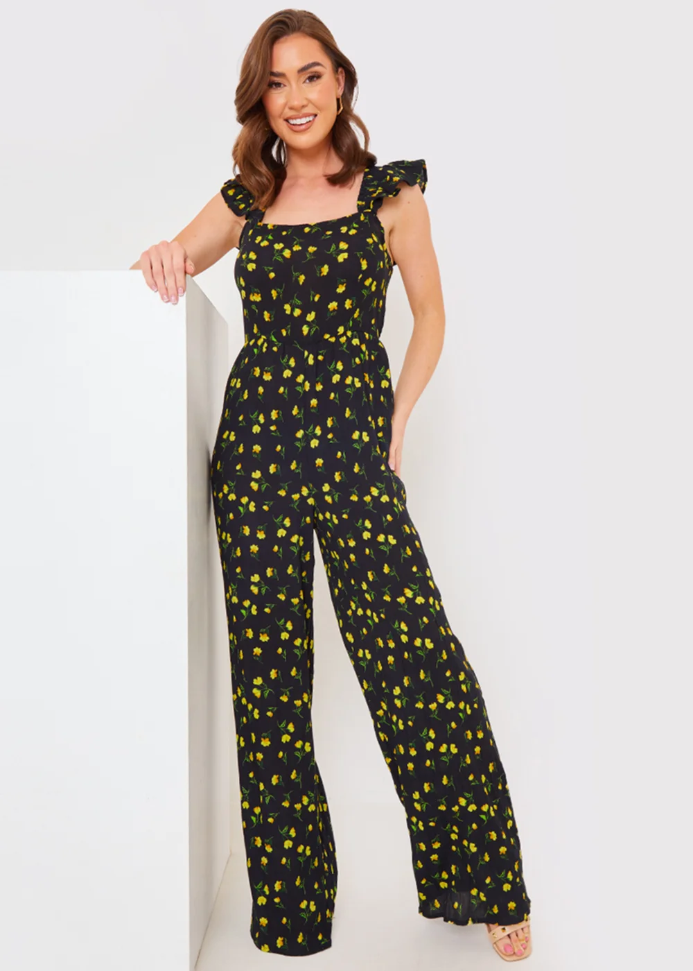 In the Style Jac Jossa Black Floral Frill Jumpsuit - 8 Image 2