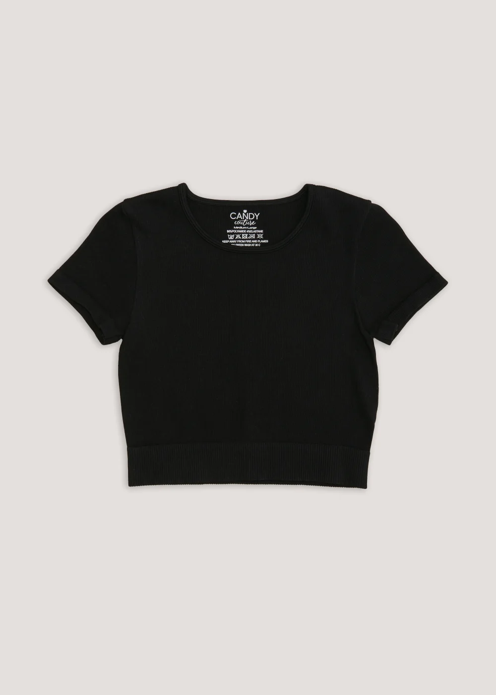 Girls Candy Couture Black Seamless Top (9-16yrs) - Small/Medium Image 1