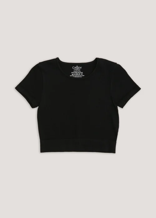 Girls Candy Couture Black Seamless Top (9-16yrs) - Small/Medium Image 1