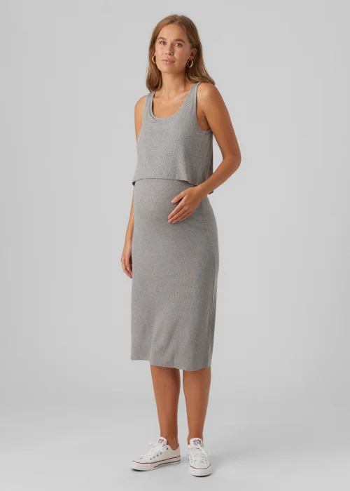 Mamalicious Maternity Grey Midi Dress - S Image 1