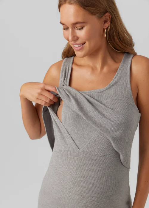 Mamalicious Maternity Grey Midi Dress - S Image 3