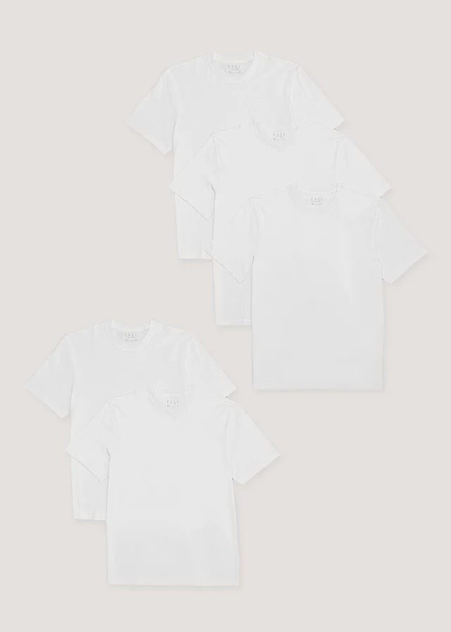 5 Pack Essential White T-Shirts