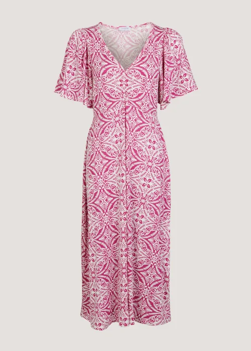 Pink Geo Print Midi Dress - 8 Image 5