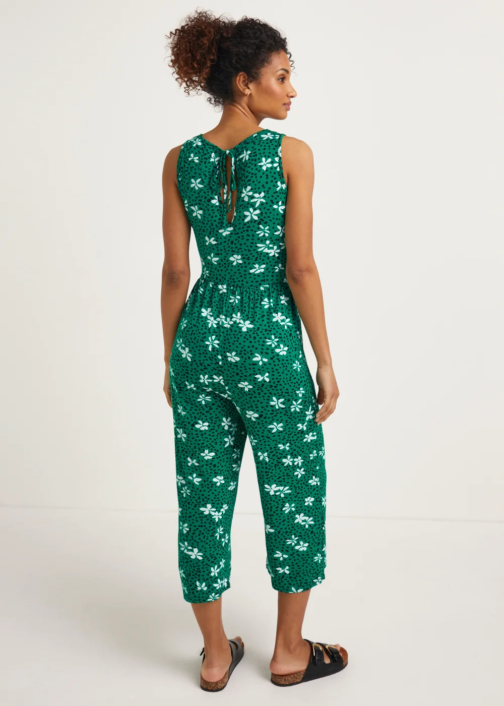 Green Print Tie Front Jumpsuit - 8 Image 2