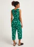 Green Print Tie Front Jumpsuit - 8 Image 2