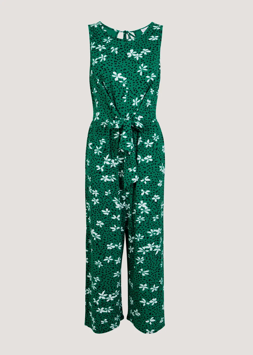 Green Print Tie Front Jumpsuit - 8 Image 5