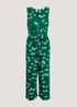 Green Print Tie Front Jumpsuit - 8 Image 5