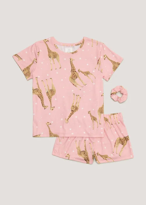 Pink Giraffe Short Pyjama & Scrunchie Set - Extra small Image 4
