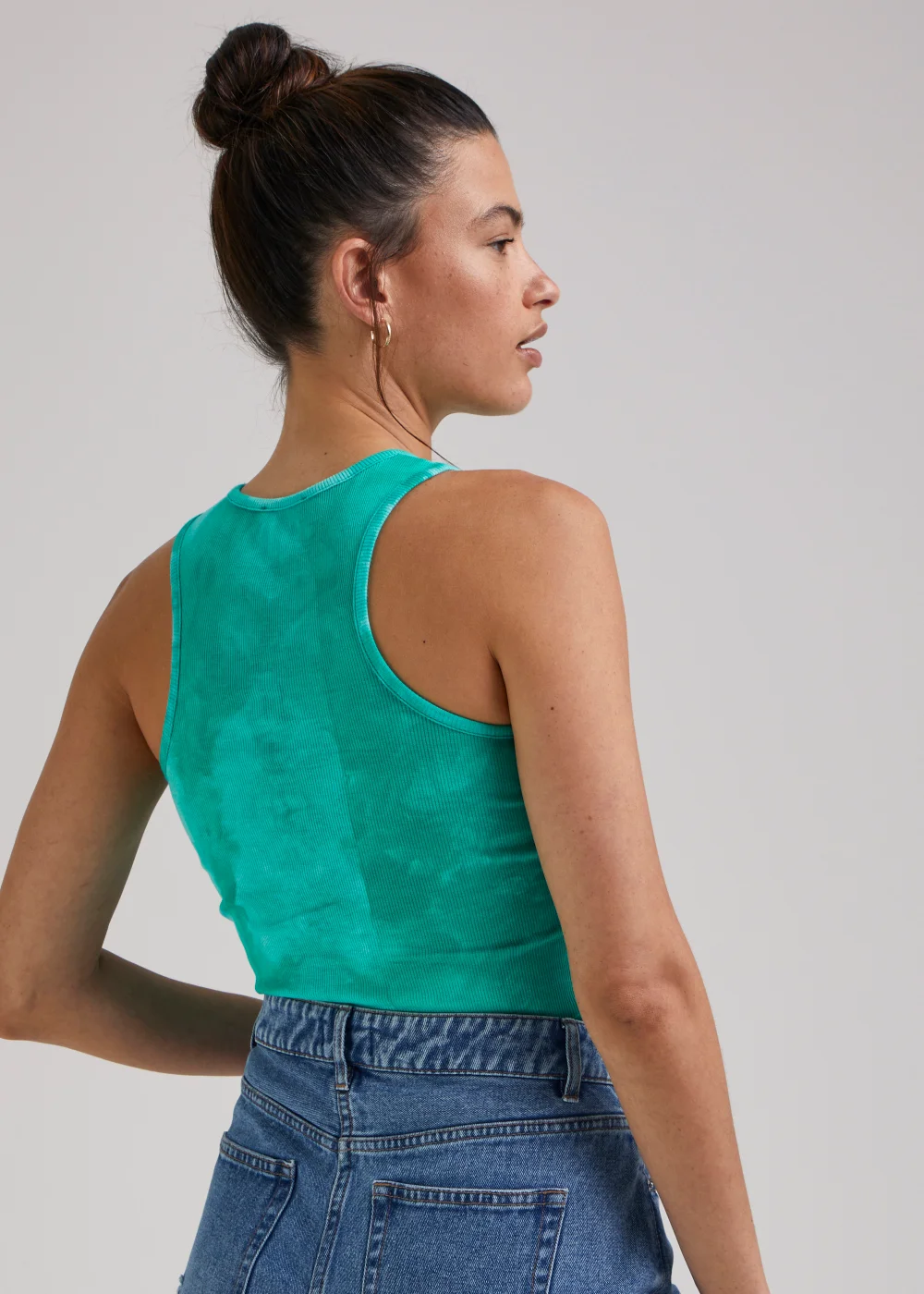 Turquoise Tie Dye Ribbed Vest Top - Size 8 Image 2