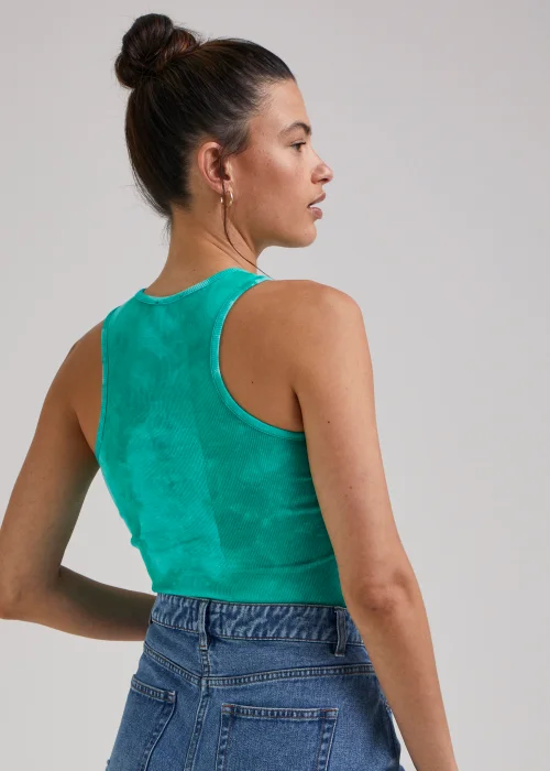 Turquoise Tie Dye Ribbed Vest Top - Size 8 Image 2