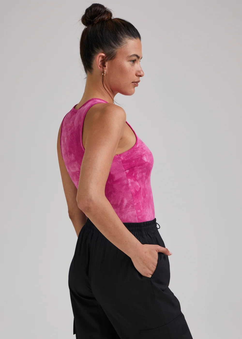 Pink Tie Dye Ribbed Vest Top - Size 8 Image 2