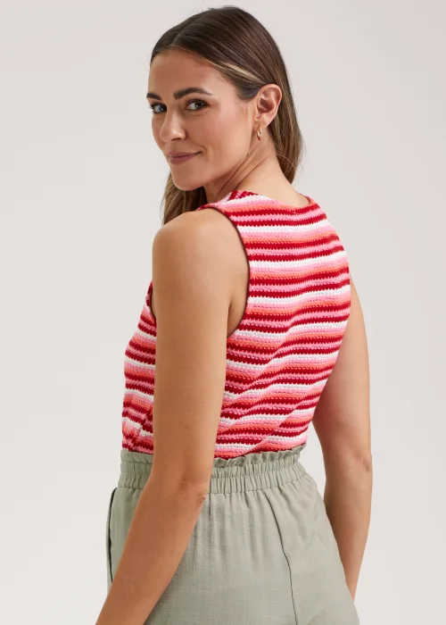 Pink Knitted Effect Cami Vest Top - Size 8 Image 2
