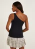 Black Ribbed One Shoulder Vest Top - Size 8 Image 2