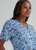 Blue Floral Tie Front Blouse - 8 Image 3