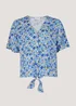 Blue Floral Tie Front Blouse - 8 Image 5