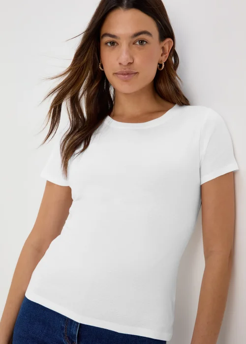 White Short Sleeve Fitted T-Shirt - 8 Image 3
