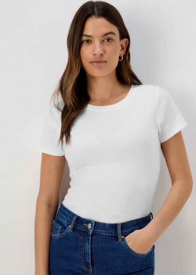 White Short Sleeve Fitted T-Shirt