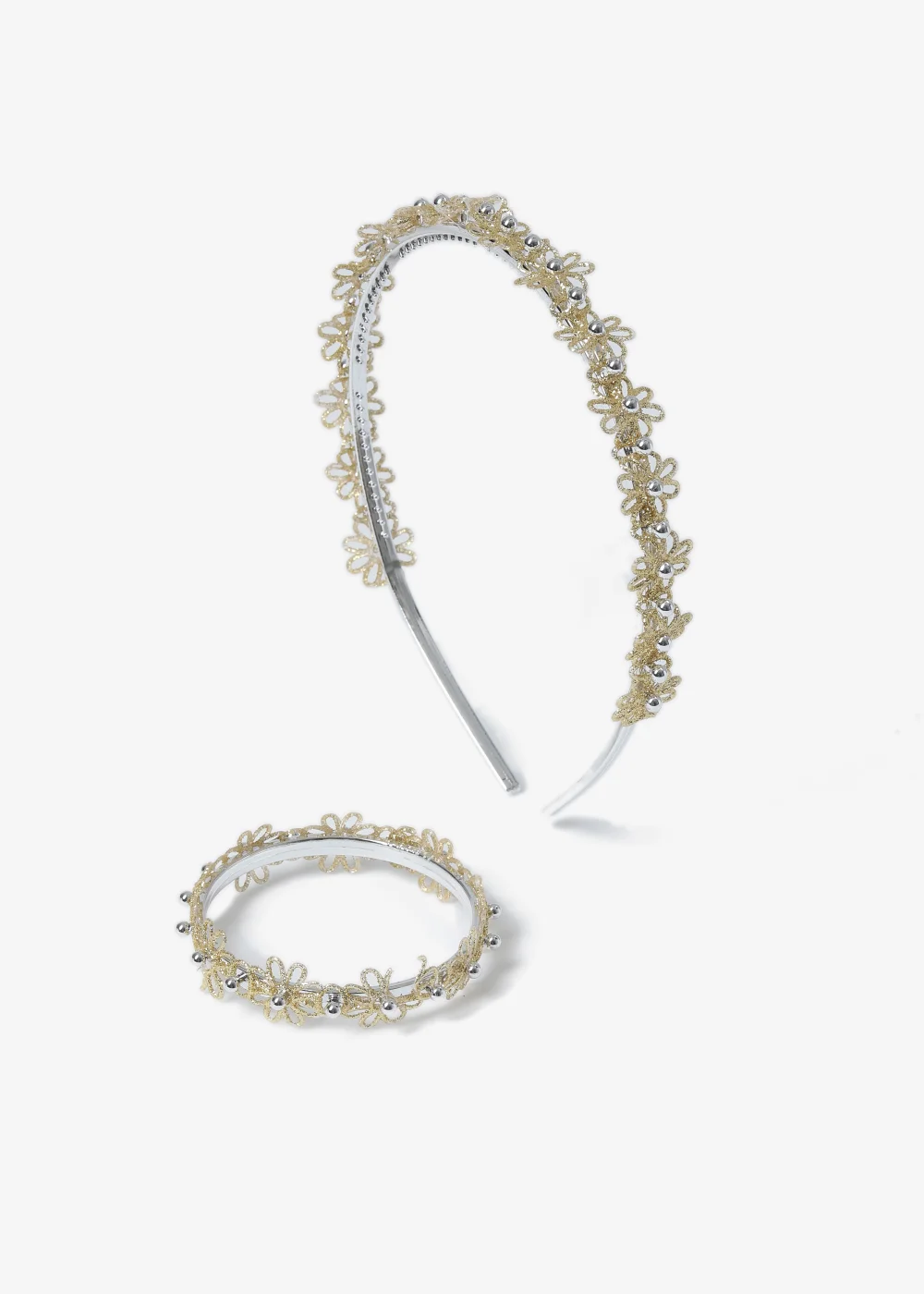 Gold Floral Headband - One Size Image 1