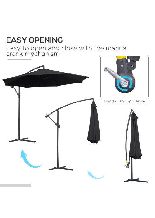 Outsunny Garden Cantilever Parasol Patio Banana Umbrella (3m) - No Size Image 4