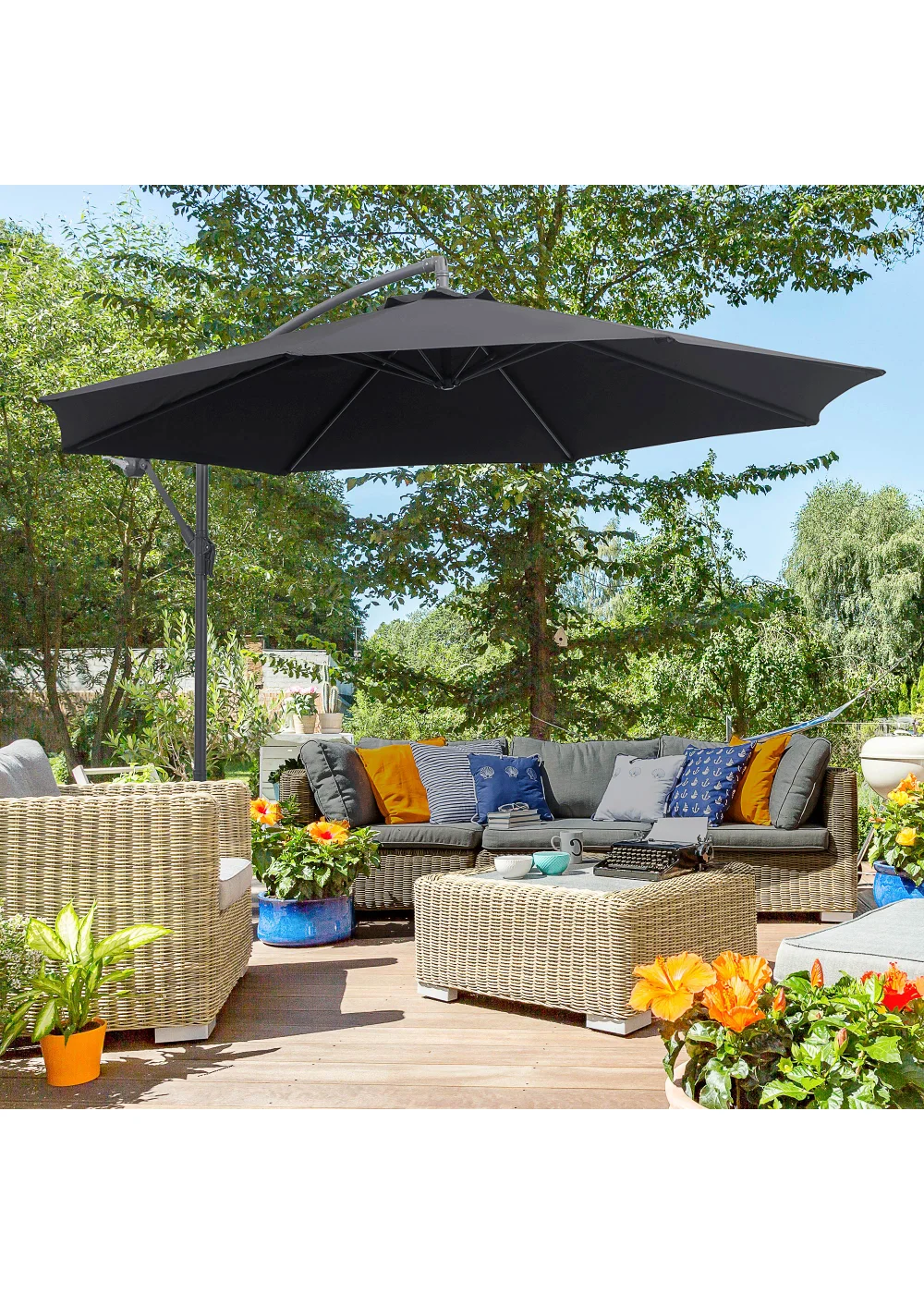 Outsunny Garden Cantilever Parasol Patio Banana Umbrella (3m) - No Size Image 1