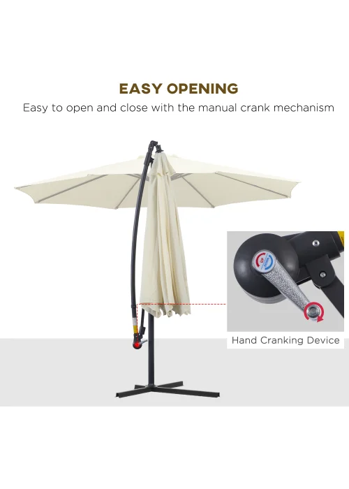 Outsunny Garden Cantilever Parasol Patio Banana Umbrella (3m) - No Size Image 4