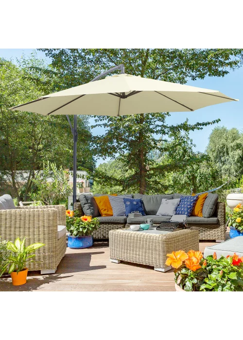 Outsunny Garden Cantilever Parasol Patio Banana Umbrella (3m) - No Size Image 2