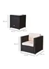 Outsunny 3 Pieces Outdoor PE Rattan Bistro Set with Cushions - One Size Image 3