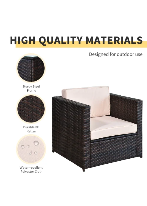 Outsunny 3 Pieces Outdoor PE Rattan Bistro Set with Cushions - One Size Image 5