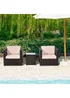 Outsunny 3 Pieces Outdoor PE Rattan Bistro Set with Cushions - One Size Image 1