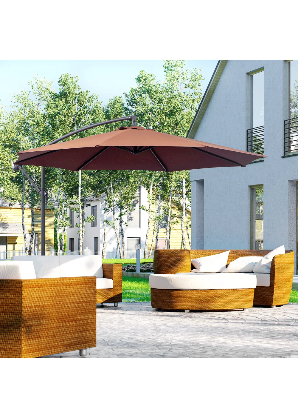 Outsunny Garden Banana Parasol Cantilever Umbrella (3m) - No Size Image 1