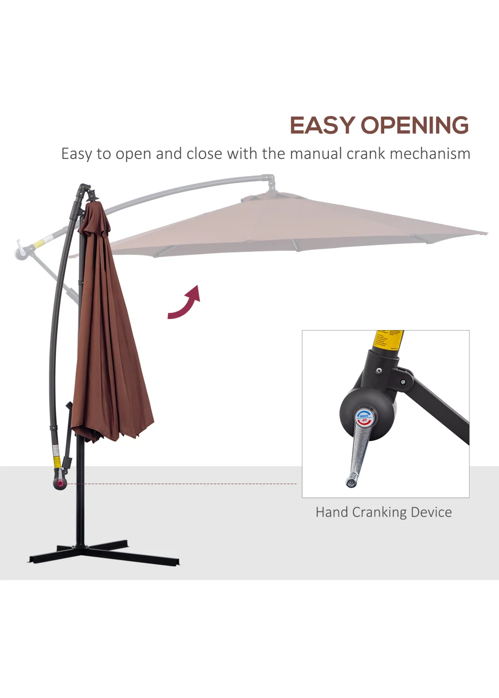 Outsunny Garden Banana Parasol Cantilever Umbrella (3m) - No Size Image 4