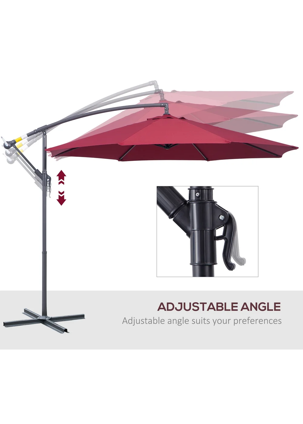 Outsunny Garden Banana Parasol Cantilever Umbrella (3m) - No Size Image 5